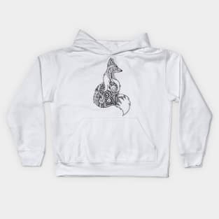 Zentangle monochrome fox Kids Hoodie